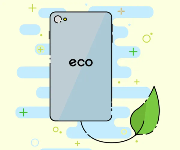 Eco phone charging with a leaf by