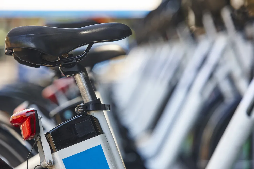 Electrical bikes on a parking