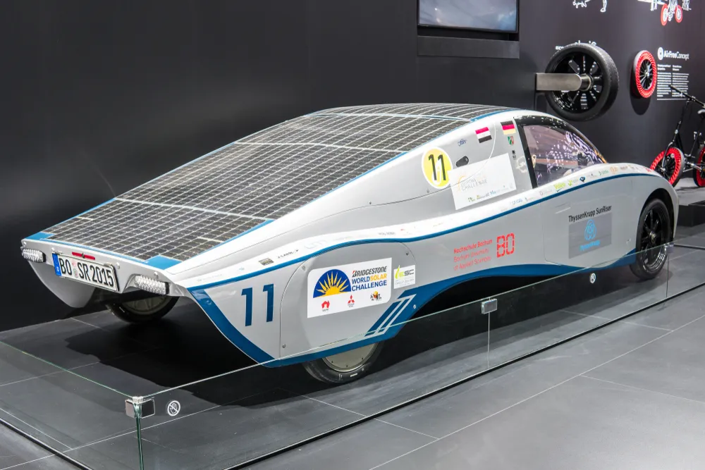 Solar Car ThyssenKrupp SunRiser Cruiser Class Bochum University of Applied Sciences at 67th International Motor Show IAA