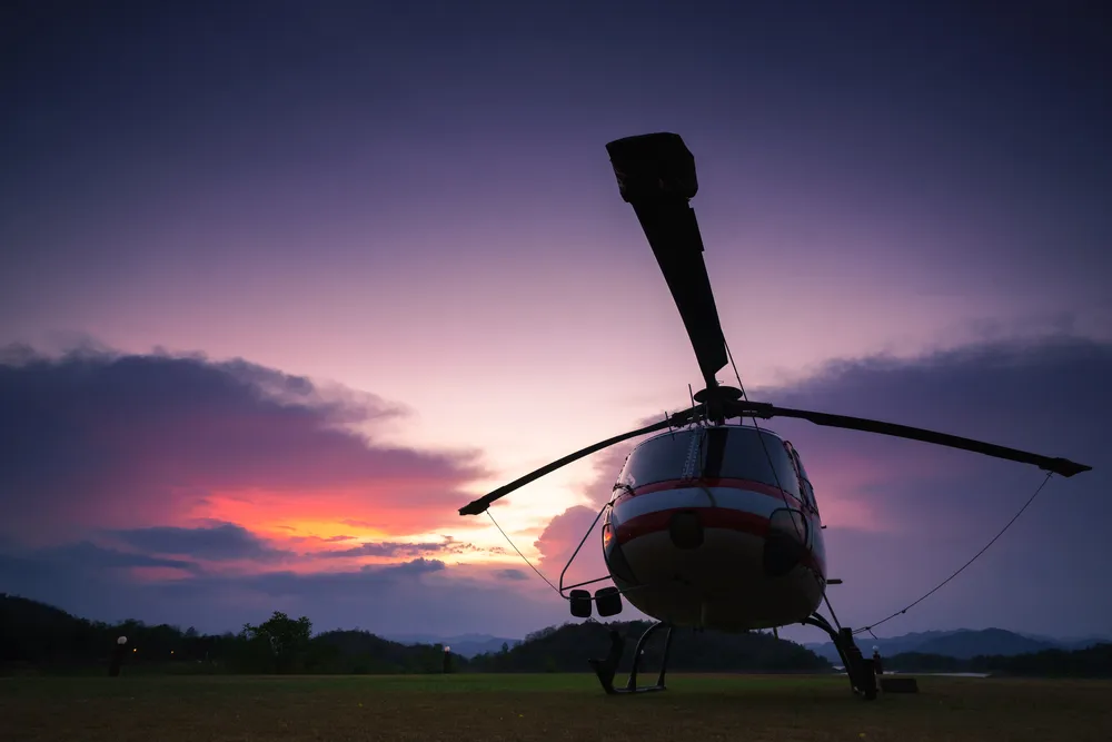 Helicopter on the helipad