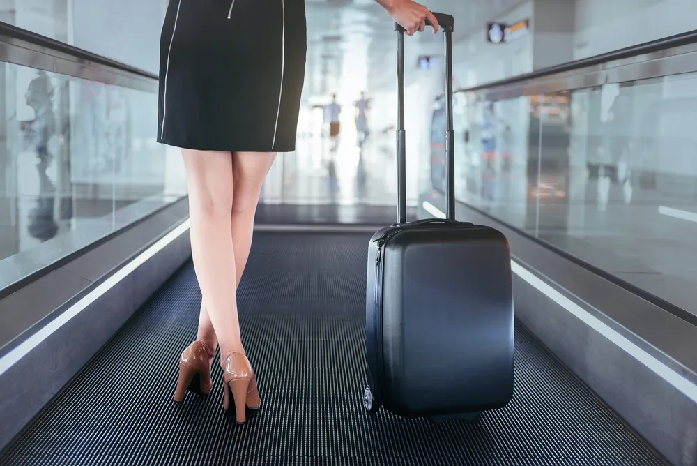 Moving walkway at airport terminal