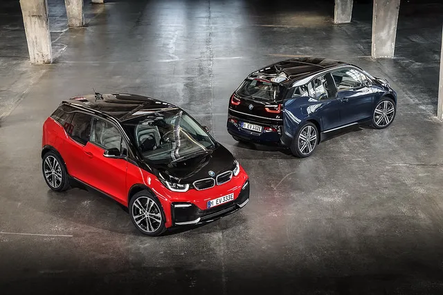 Couple of BMW electric car parked