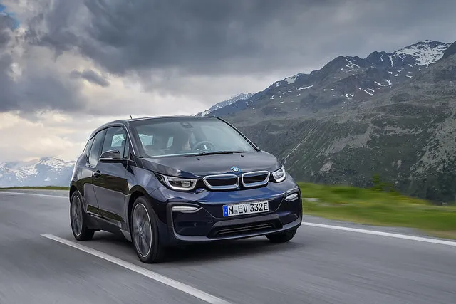 BMW Electric car running on a highway