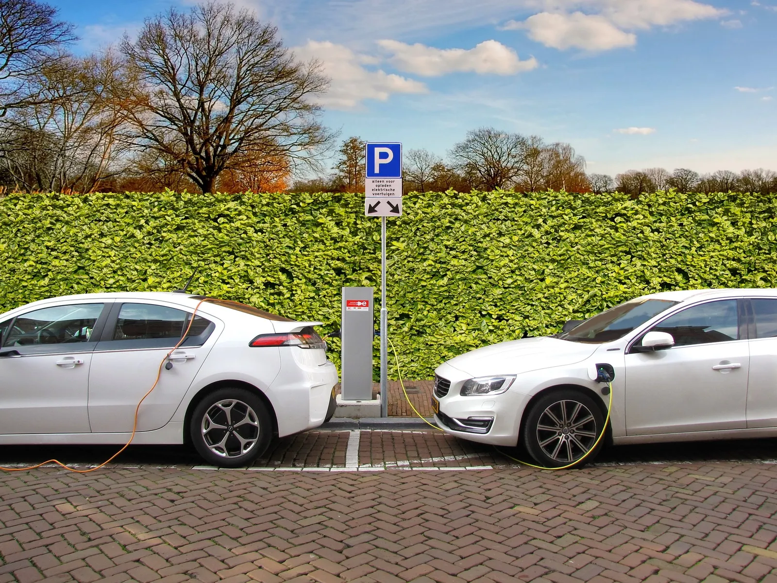 Electric car charging on the streets