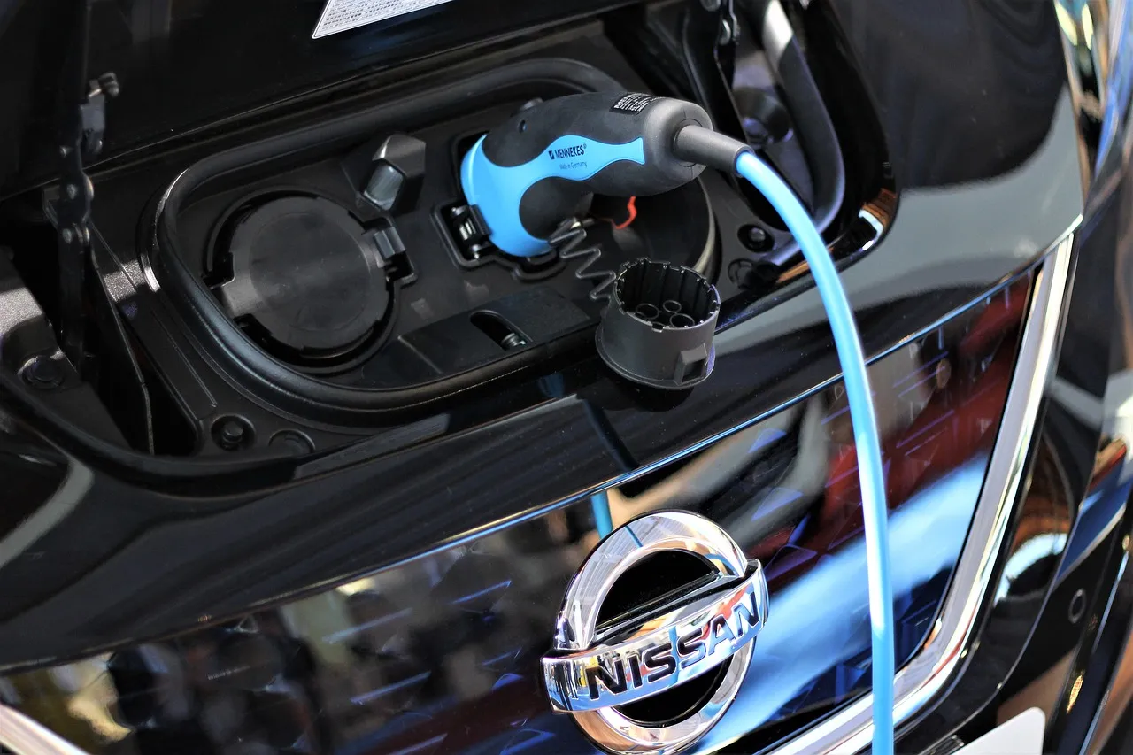 Black electric car charging
